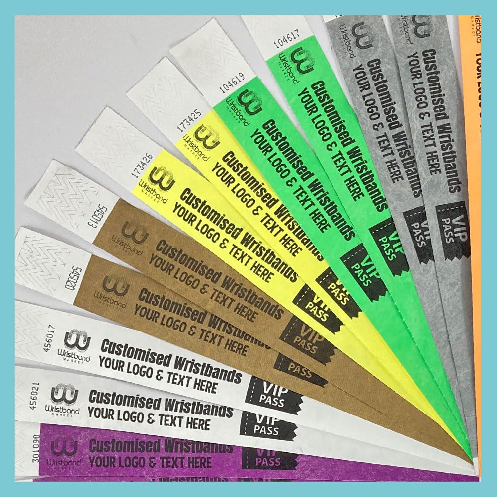 Pulseras de control de entrada Tyvek de alta resistencia, 800 unidades con texto personalizado 5
