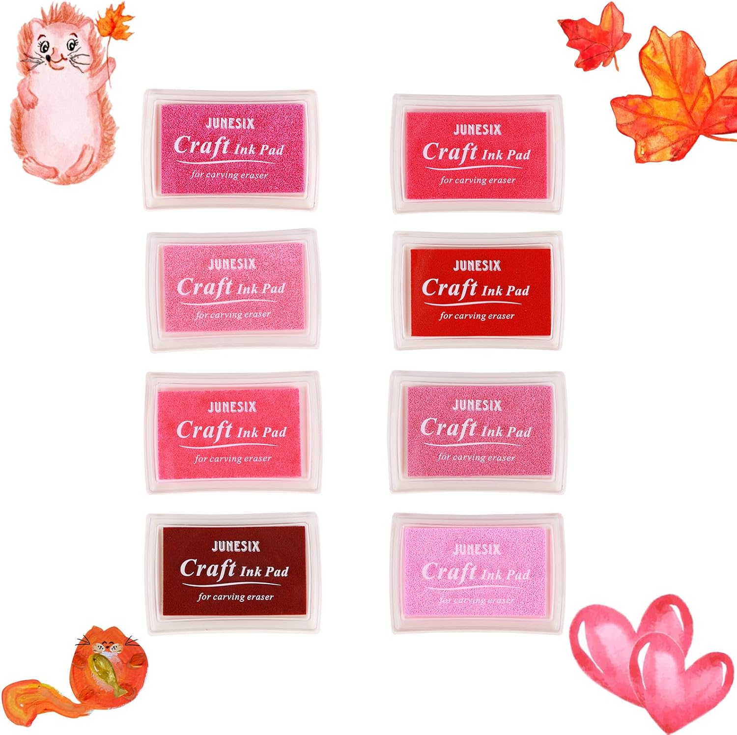 8 Different Shades of Red Ink Pads, Red Stamp Pad for Kids