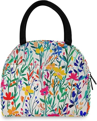 Flores Coloridas a prueba de fugas Comida Preparación Bolsa de almuerzo Bolsas de almuerzo para Adolescente para Picnic bolso de almuerzo para mujer