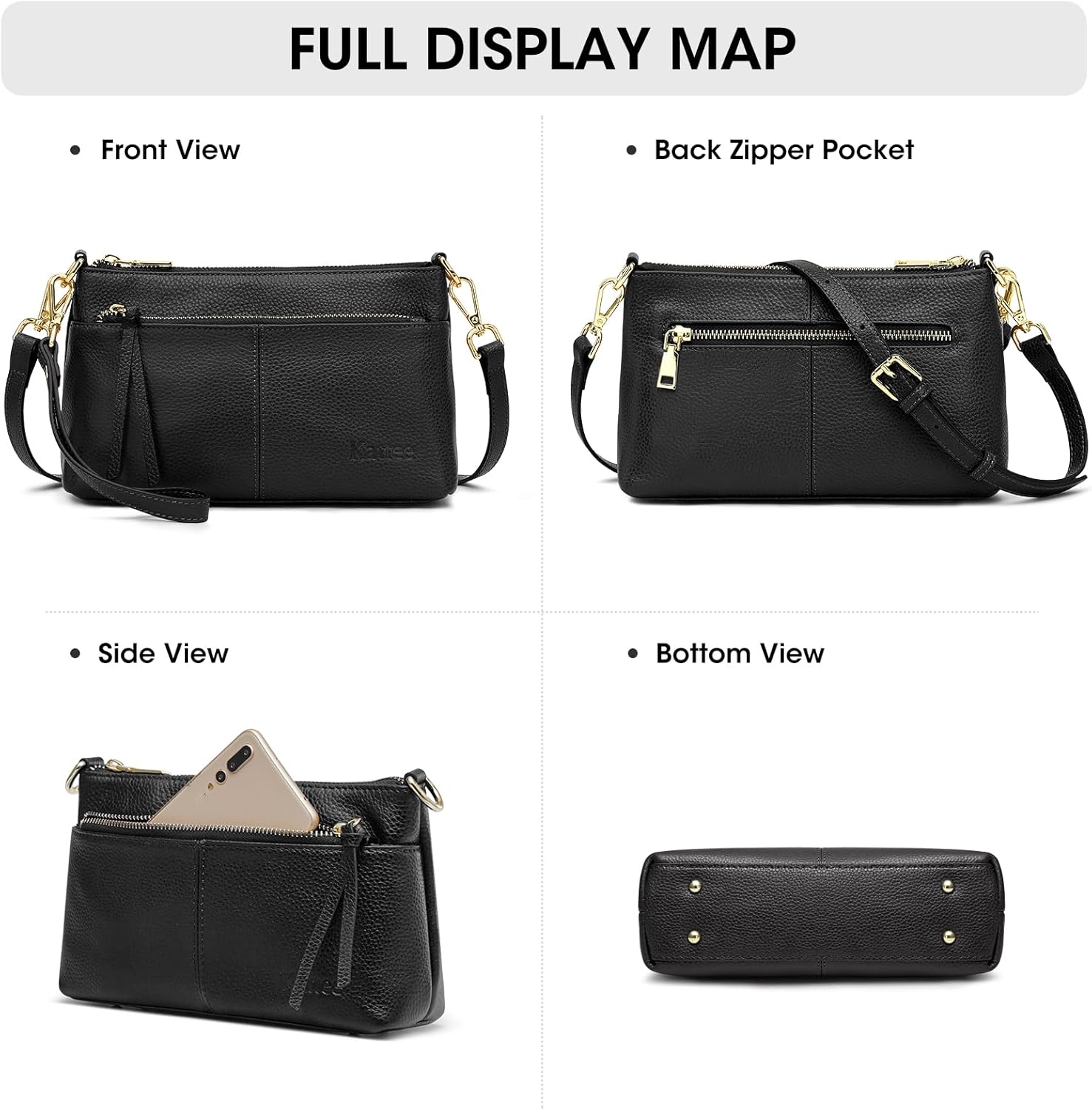 Kattee Leather Crossbody Bags for Women, Small Wristlet Purses for Women - Image 6
