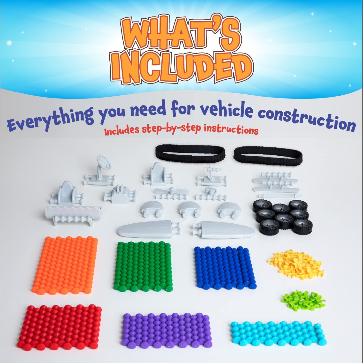 POPULAR PLAYTHINGS Clipstix Building Sticks Kit for Kids, Construction Stem Building Gift for Boys & Girls, Playstix - Deluxe 150 Piece