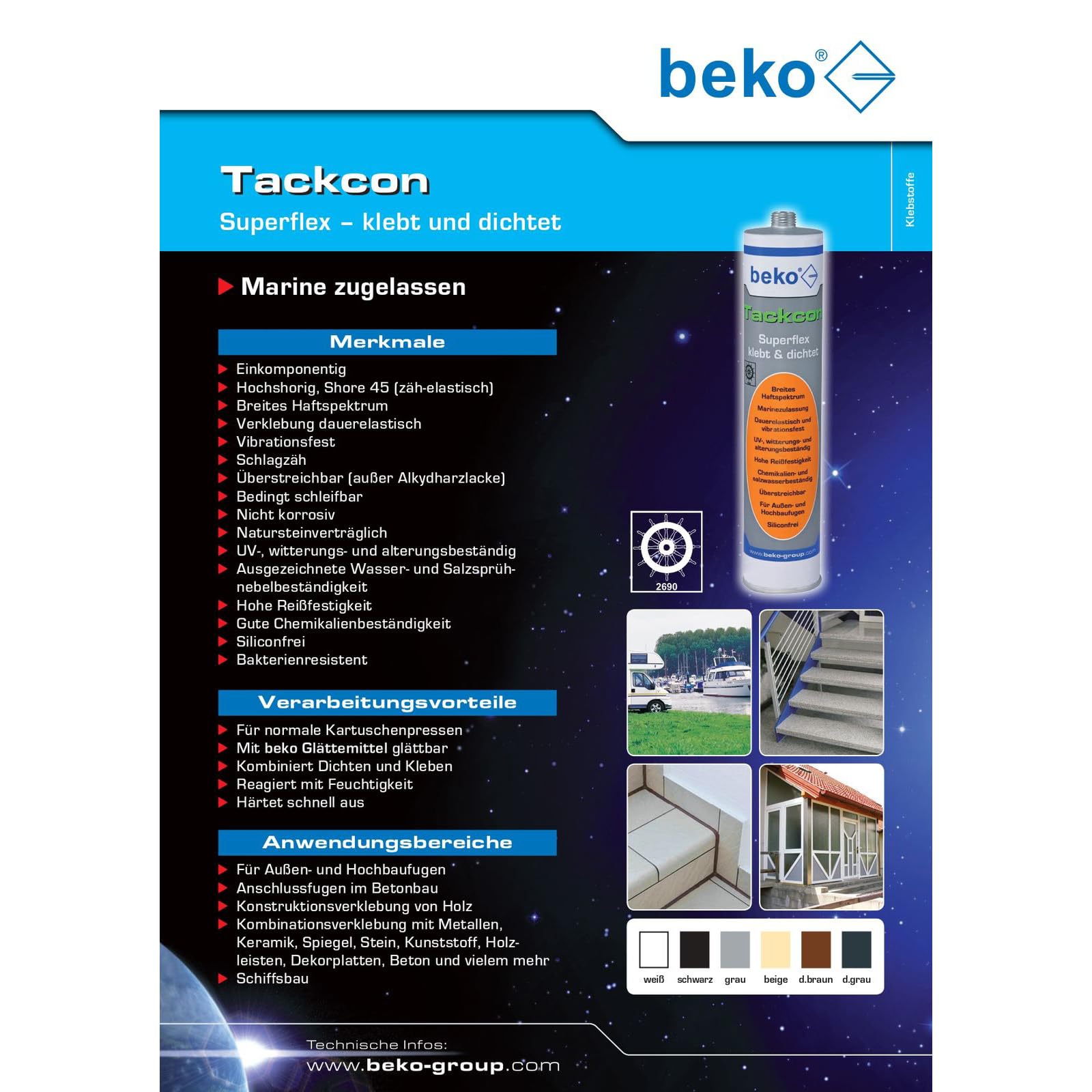 beko Tackcon 310 ml przezroczysty elastyczny 1-komponentowy polimer mieszany, 239 310 1