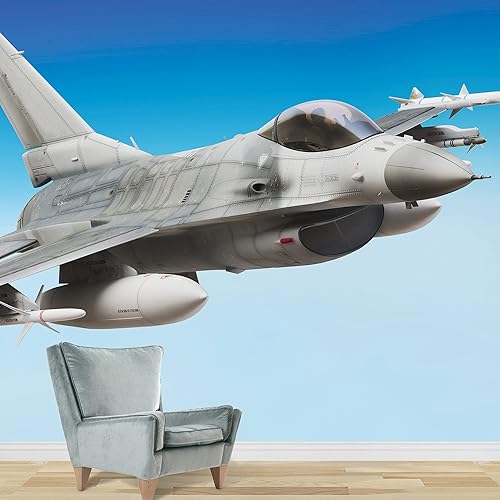 Miniatura 3 de wall26 Adhesivo mural removible para pared, diseño de misiles de la Fuerza Aérea, Raptor, avión de caza, avión, fotografía, realismo, paisaje