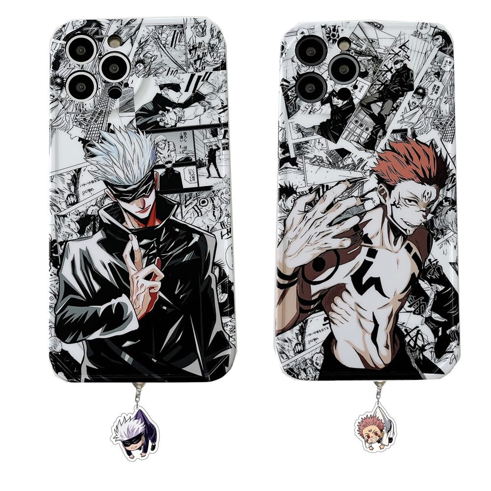 Mamarmot Anime Phone Case Compatible with iPhone 14, Cartoon Satoru Goj Figure Soft Phone Case for iPhone 14 Comes with Keychain (Yuji, for iPhone 14)