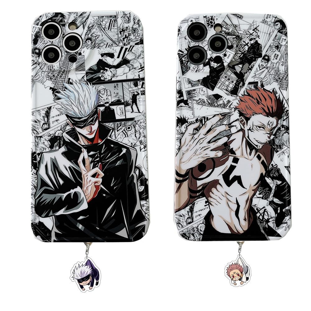 Anime Phone Case Compatible with iPhone 13 Pro Max, Cartoon Satoru Gojo Figure Soft Phone Case for iPhone 13 Pro Max Comes with Keychain (Gojo, for iPhone 13 Pro Max)