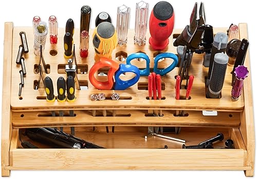 Miniatura 7 de Organizador de destornilladores de bambú Soporte de herramientas de mano de escritorio y soporte de almacenamiento de herramientas de reparación