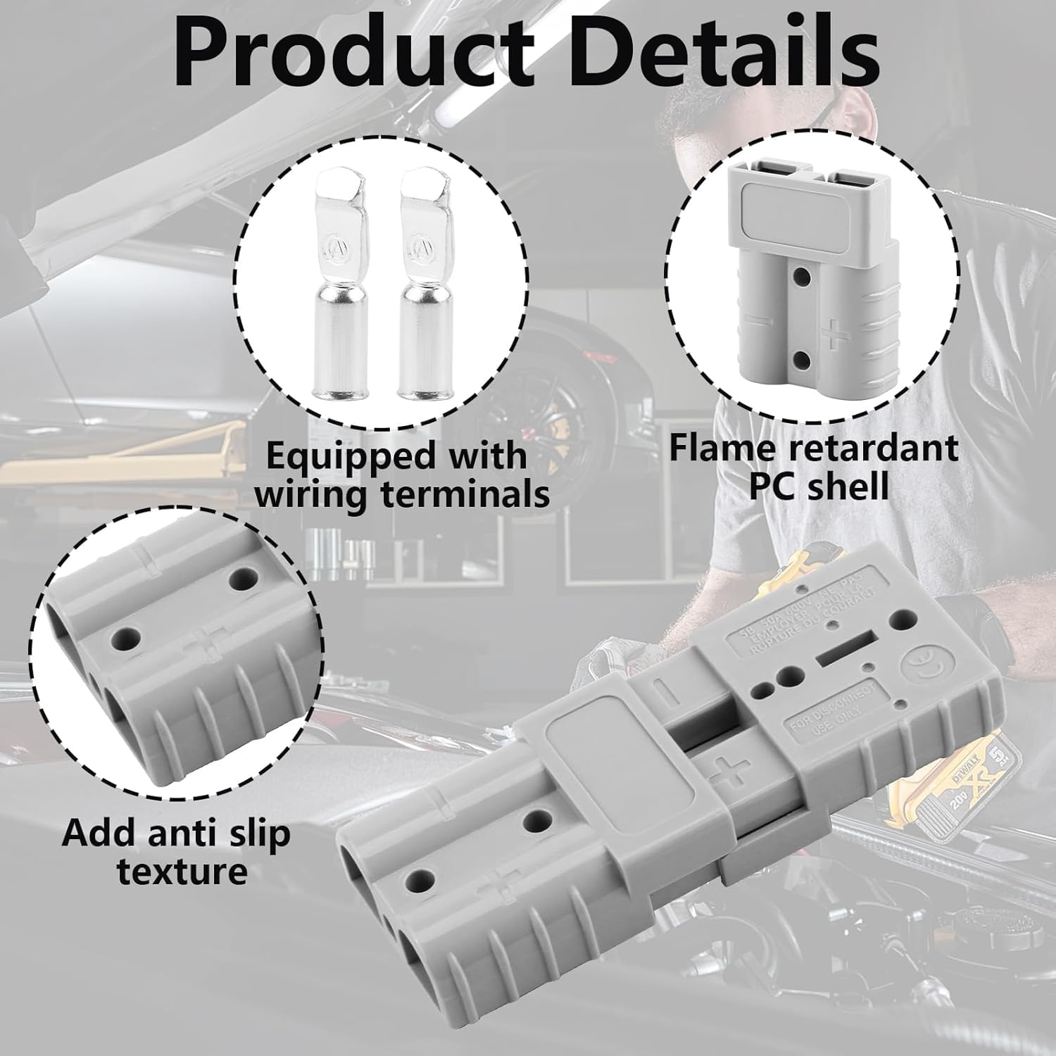 5 stück Batterieanschluss Stecker 600V 50Amp Quick Connect Batterie Akku Steckverbinder Schnellanschluss Stecker für Anderson Gabelstapler Wohnwagen Anhänger Stecker