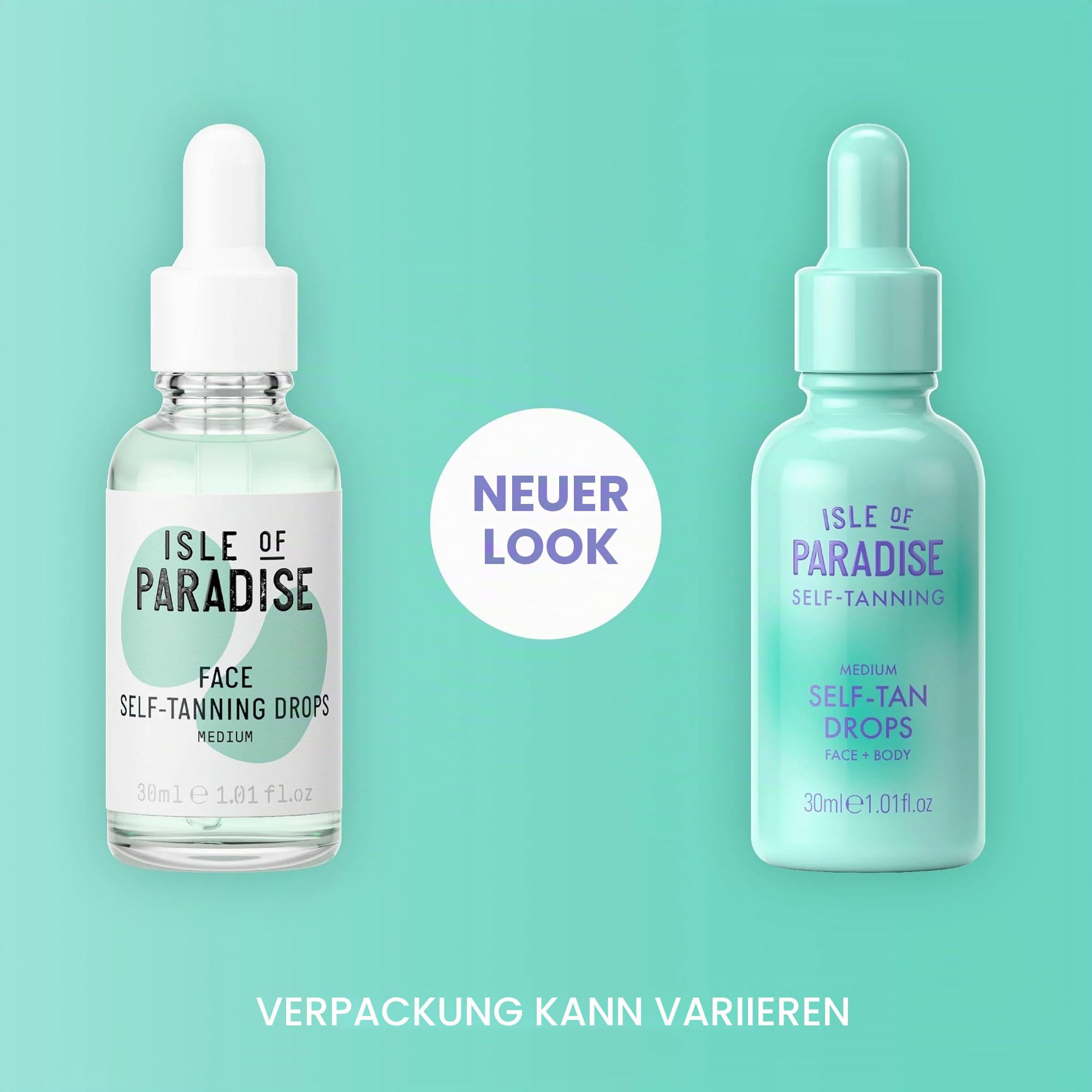 Isle of Paradise Selbstbräuner-Tropfen für Gesicht & Körper - Medium - Heller und gleichmäßiger Hautton - Selbstbräunungstropfen für gebräunte und strahlende Haut - Vegan und ohne Tierversuche - 30 ml