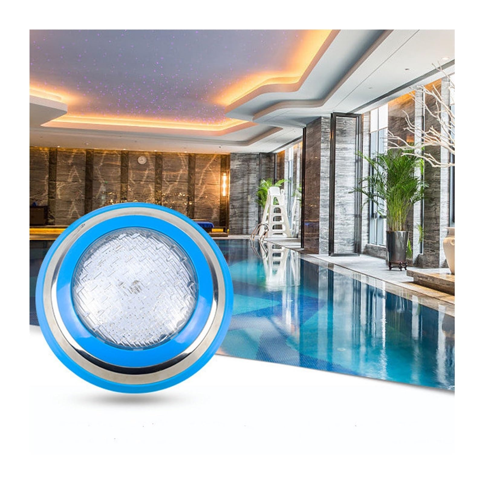 Luci LED subacquee, IP68 Impermeabile 12/24V in Acciaio Inox a Parete luci Piscina (Color : AC12V-2-warm White Light, Size : 25w)