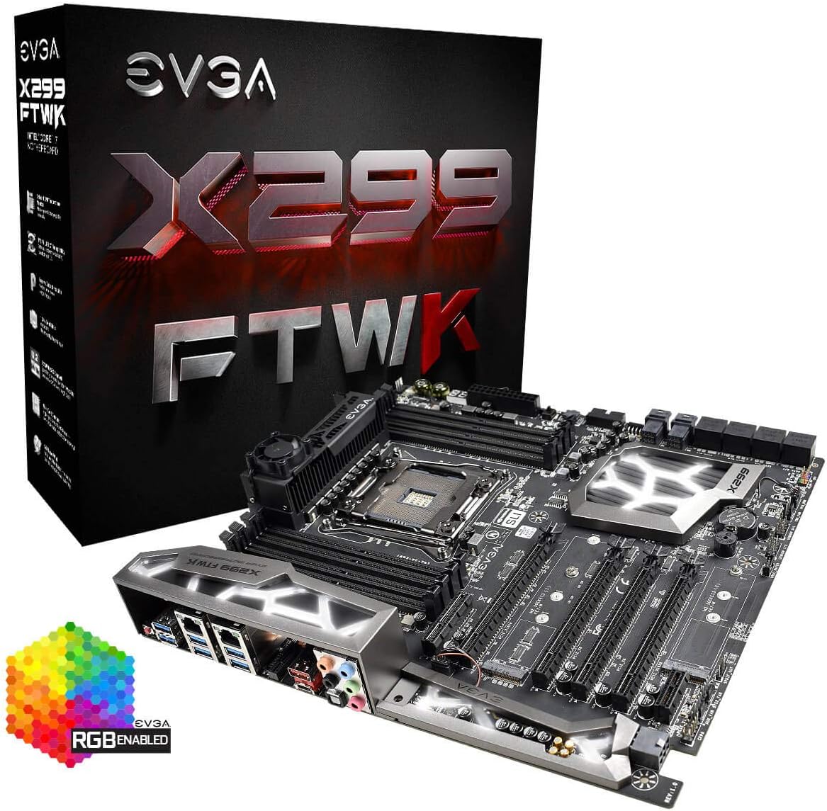 EVGA X299 FTW K, LGA 2066, Intel X299, SATA 6Gb/s, USB 3.1, USB 3.0, EATX, Intel Motherboard 142-SX-E297-KR