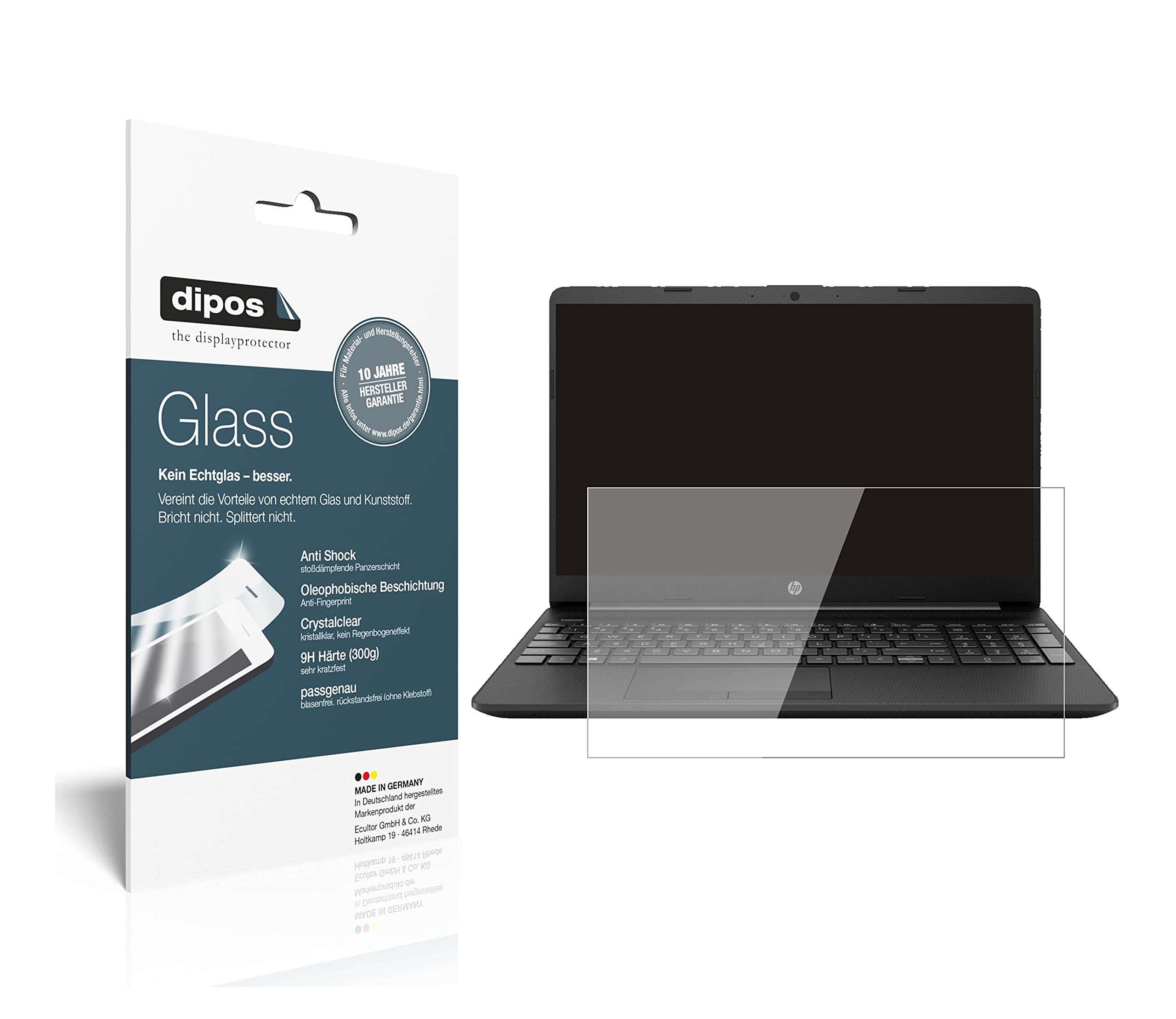 dipos 1x Pellicola Protettiva 9H per HP Notebook 15 Zoll gw0542ng | Non si rompe e non si scheggia, non è vero vetro, Anti-Shock, si adatta perfettamente, antigraffio, senza bolle, autoadesiva