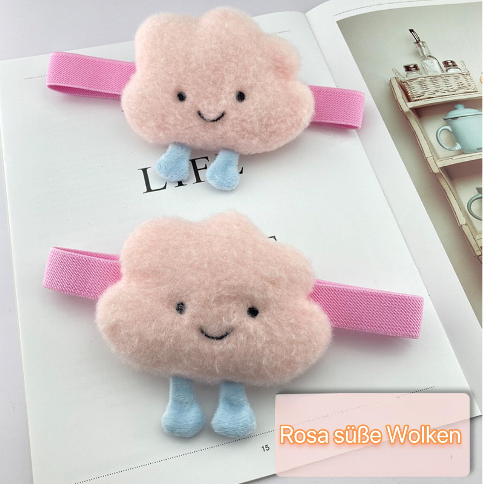 INITOO Fermatenda per tende, 4 pezzi cartoni animati, con fibbia ricamata, a forma di animale, per la cameretta dei bambini, accessori per tende in cotone (beige