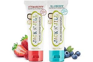 Jack N' Jill Natural Toothpaste for Babies & Toddlers: (2-Pack Blueberry &...
