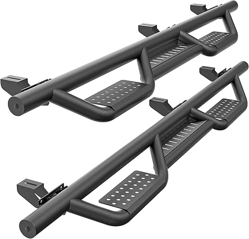 SUORTO - Estribos de dos escaleras laterales compatibles con Jeep Gladiator JT 2020, 2021, 2022, 2023, 2024, 4 puertas, barras Nerf de acero
