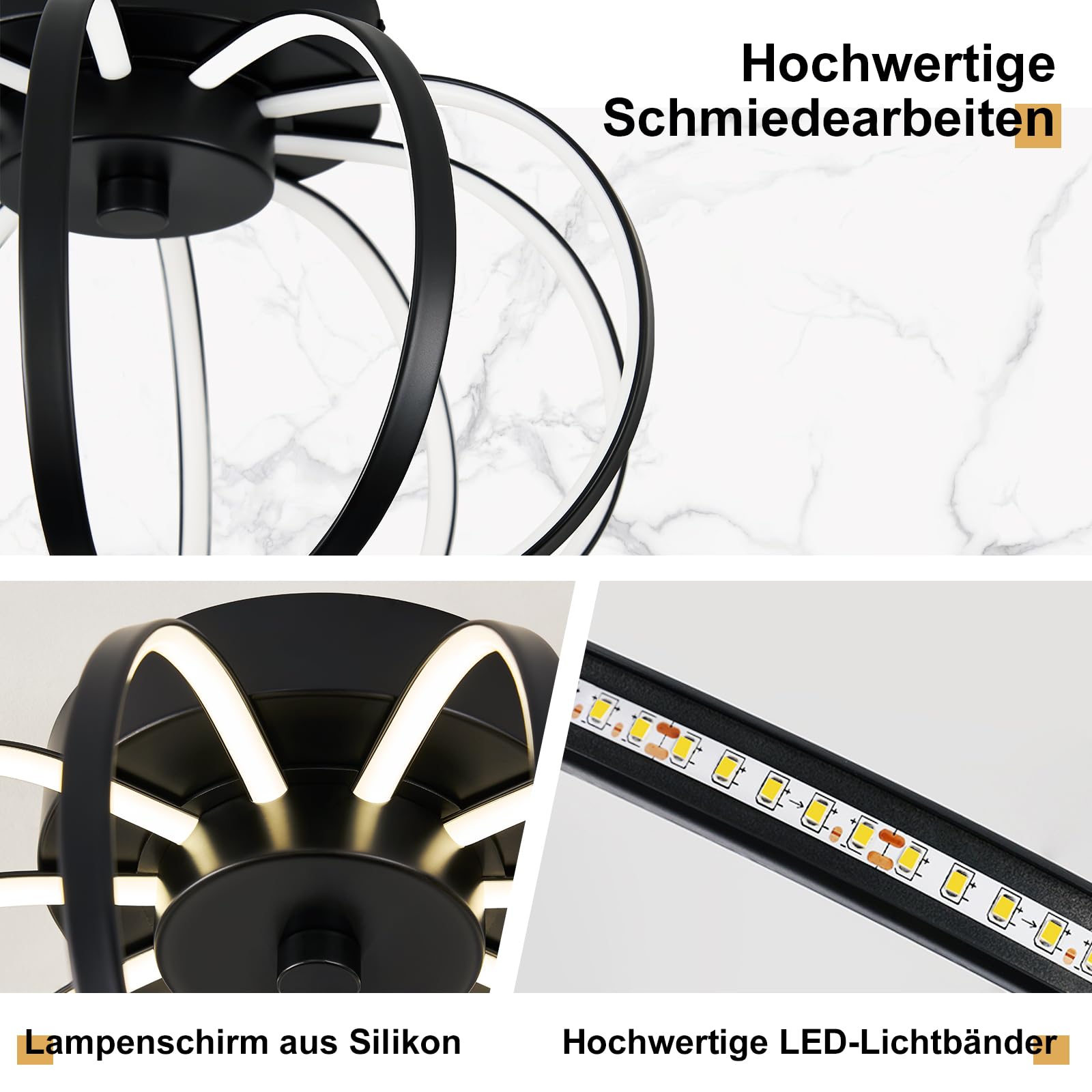 Moderne Schwarz LED Deckenleuchte,Rund Deckenlampe Metall Hängend Lampe | 29CM Deckenleuchten 4000K LED Lampe für Esszimmer Flur Schlafzimmer Küche Wohnzimmer