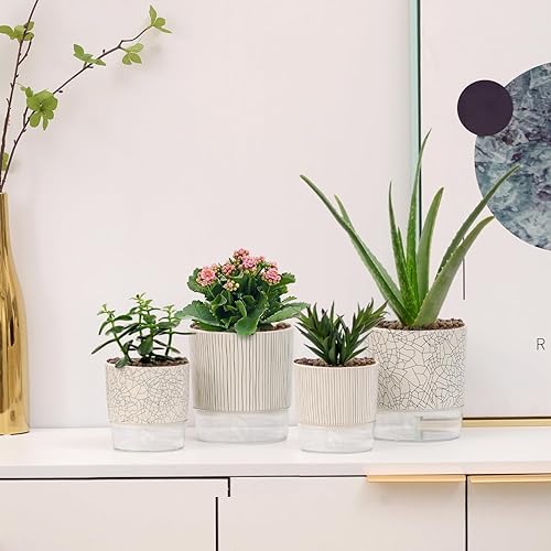 Miniatura 5 de Etvski Maceta de riego automático, 4 unidades, macetas de interior, maceta para plantas de interior, maceta de riego automático, maceta de riego
