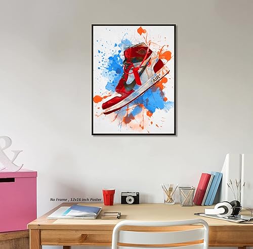 Miniatura 6 de Hypebeast - Póster de acuarela de Chicago para tenis, (12 x 16 pulgadas), sin marco, arte de pared AJ, decoración de habitación de Hypebeast, póster