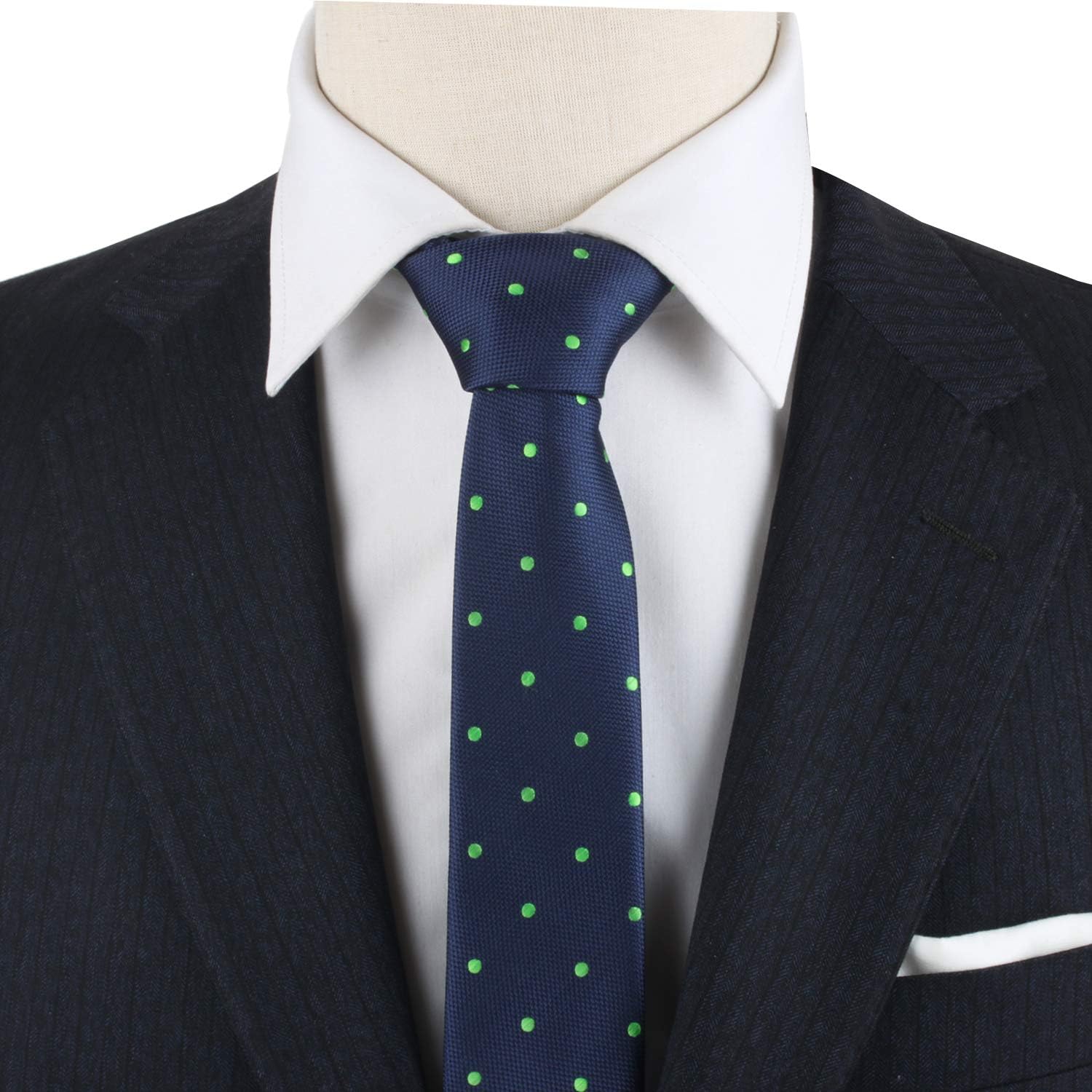 Navy Polka Dot Skinny Tie | Poka Dot Ties for Men | Dot Spotty Neck Ties for Him | Tie for Formal