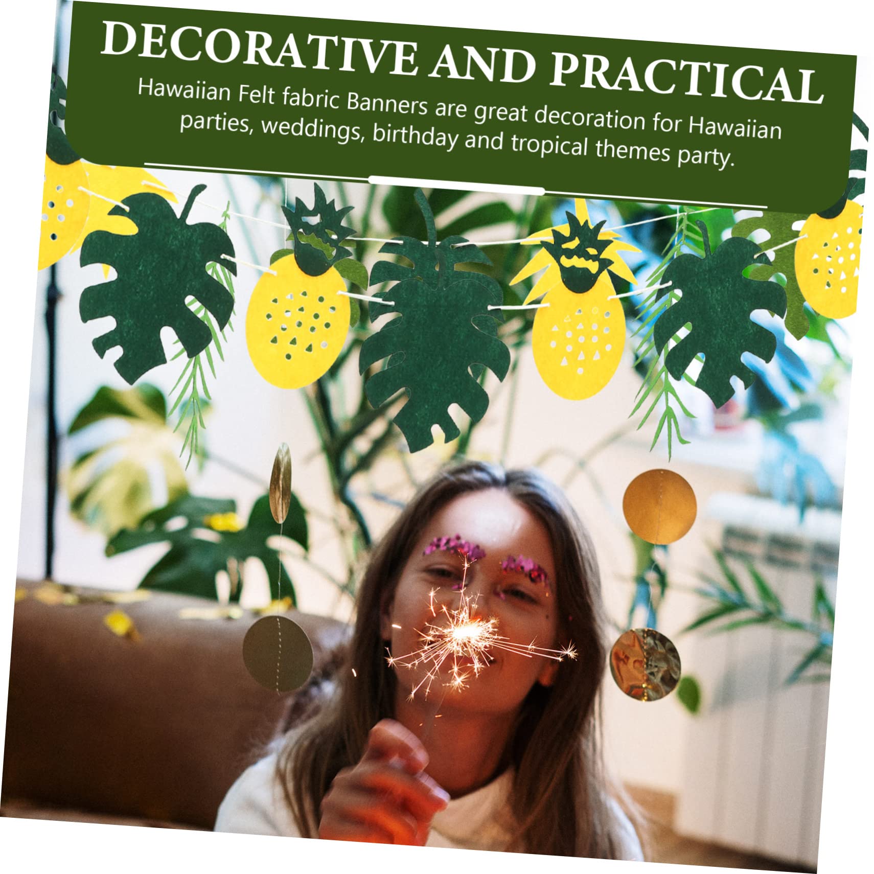 HANABASS 5sätze Tropisches Palmblätter Banner Teiliges Für Hawaiianische Themenpartys Inklusive Großer Und Kleiner Sowie Ananas-Design Aus Geruchlosem Filz Für Sommerfeste Und