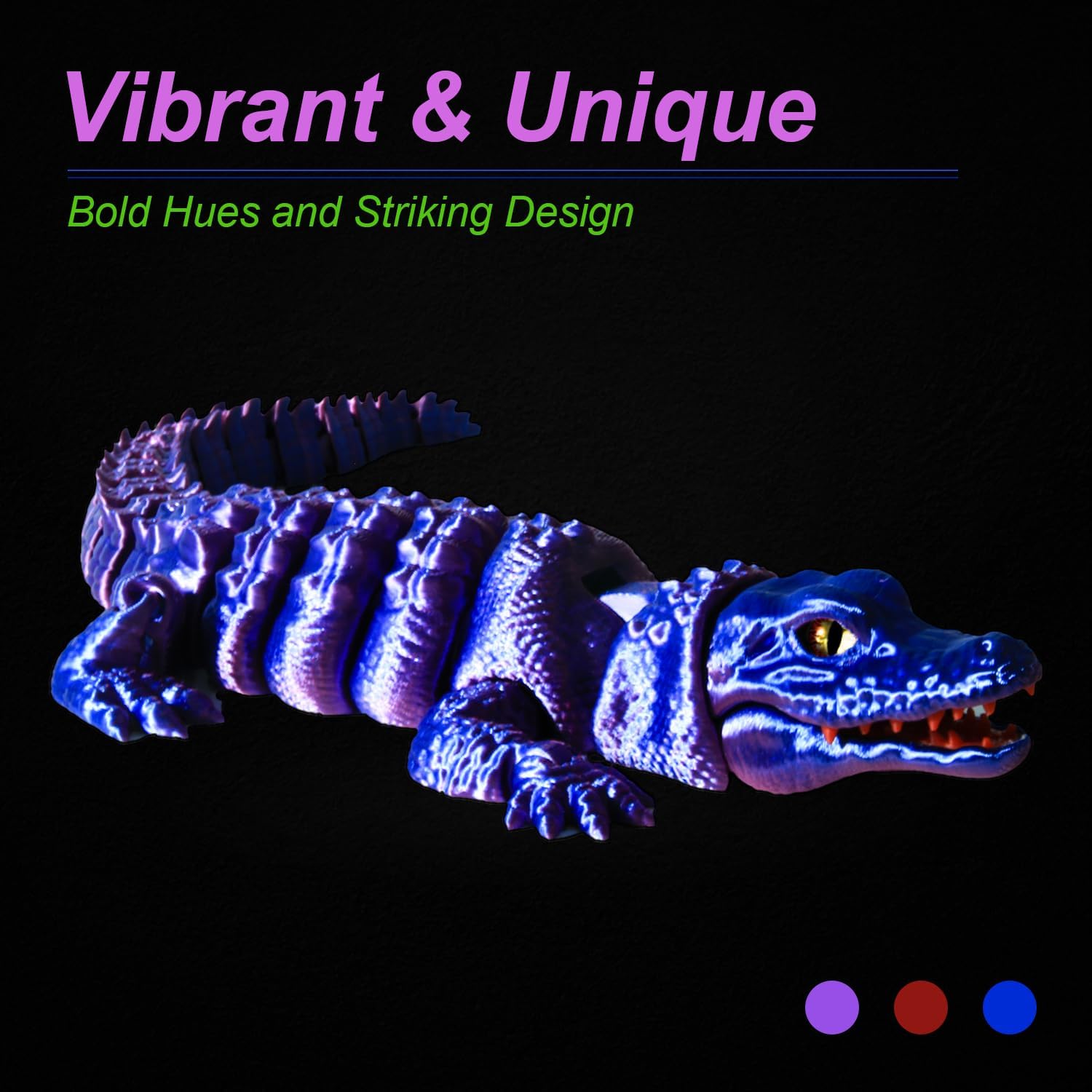 3D Printed Crocodile - Articulated Models Figurine- Flexible Joint Animal Models - Surprise Gifts for Fidget Enthusiasts and 3D Printing Fans -Made from PLA