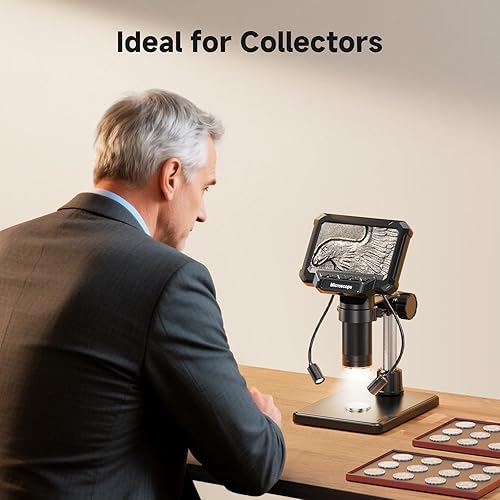 Miniatura 7 de Microscopio digital USB - Profesional con 8 luces, alta resolución, para la inspección de la placa de circuito de recolección de monedas