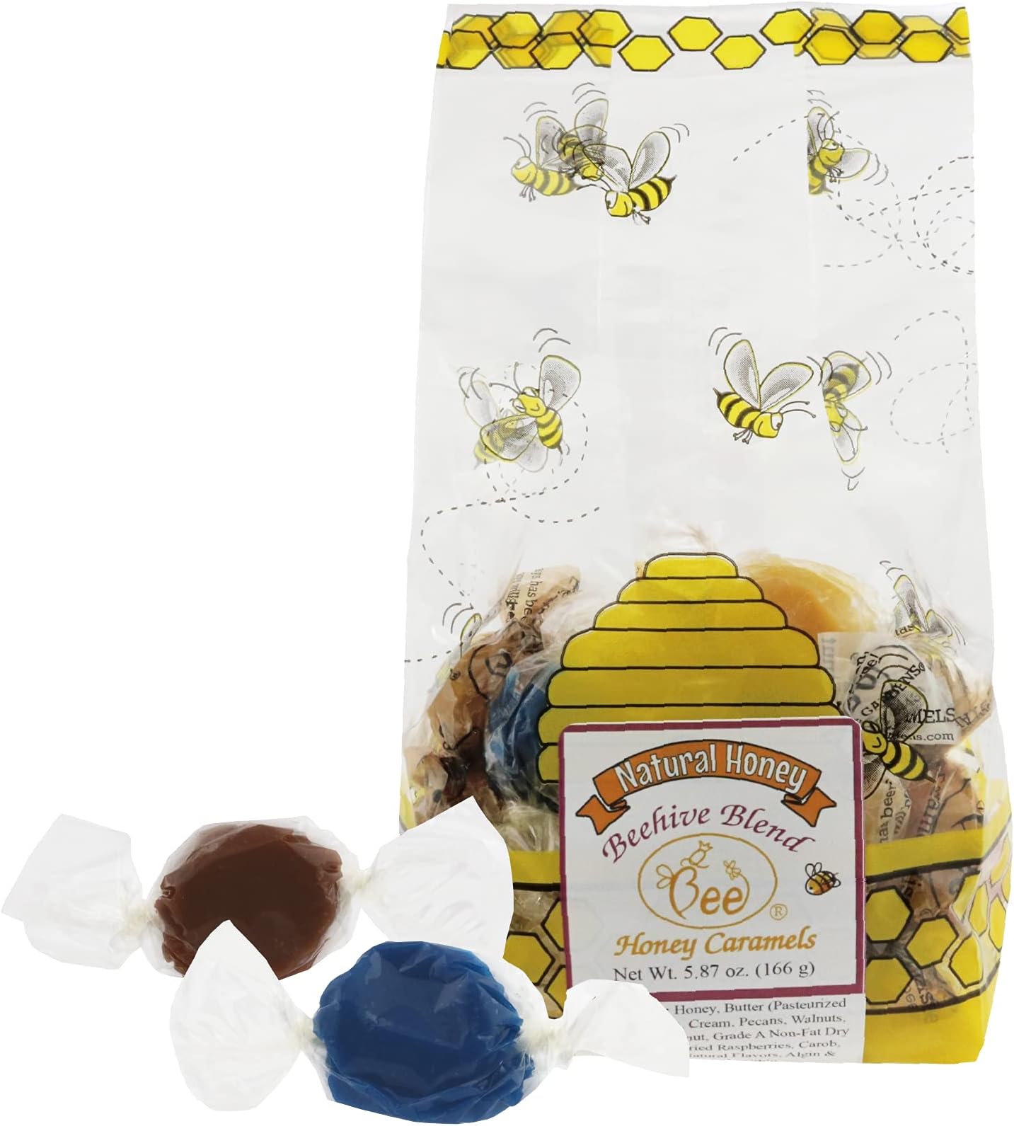 Queen Bee GardensNatural Honey Caramel Pralines Candy Chews – 5.87 oz – Beehive Blend