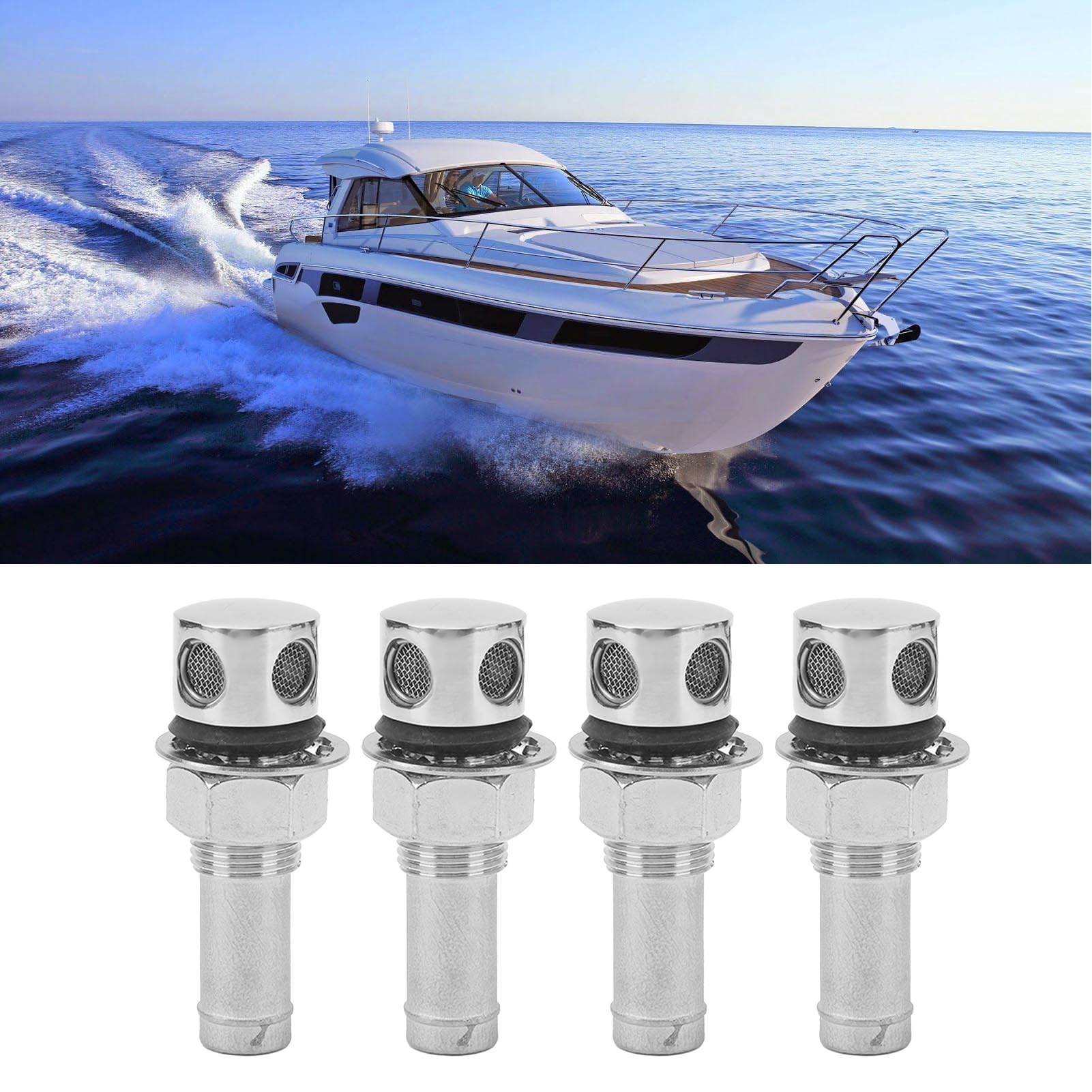 Évent de Réservoir de Carburant Marin Droit en Acier Inoxydable 316, 4 Pièces, pour Tuyau de 5/8 Pouces