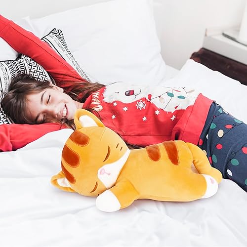 Miniatura 3 de Almohada de peluche de gato, juguete de peluche naranjagris, 14 pulgadas, peluche suave de gatito para niños y adultos, decoración de regalos