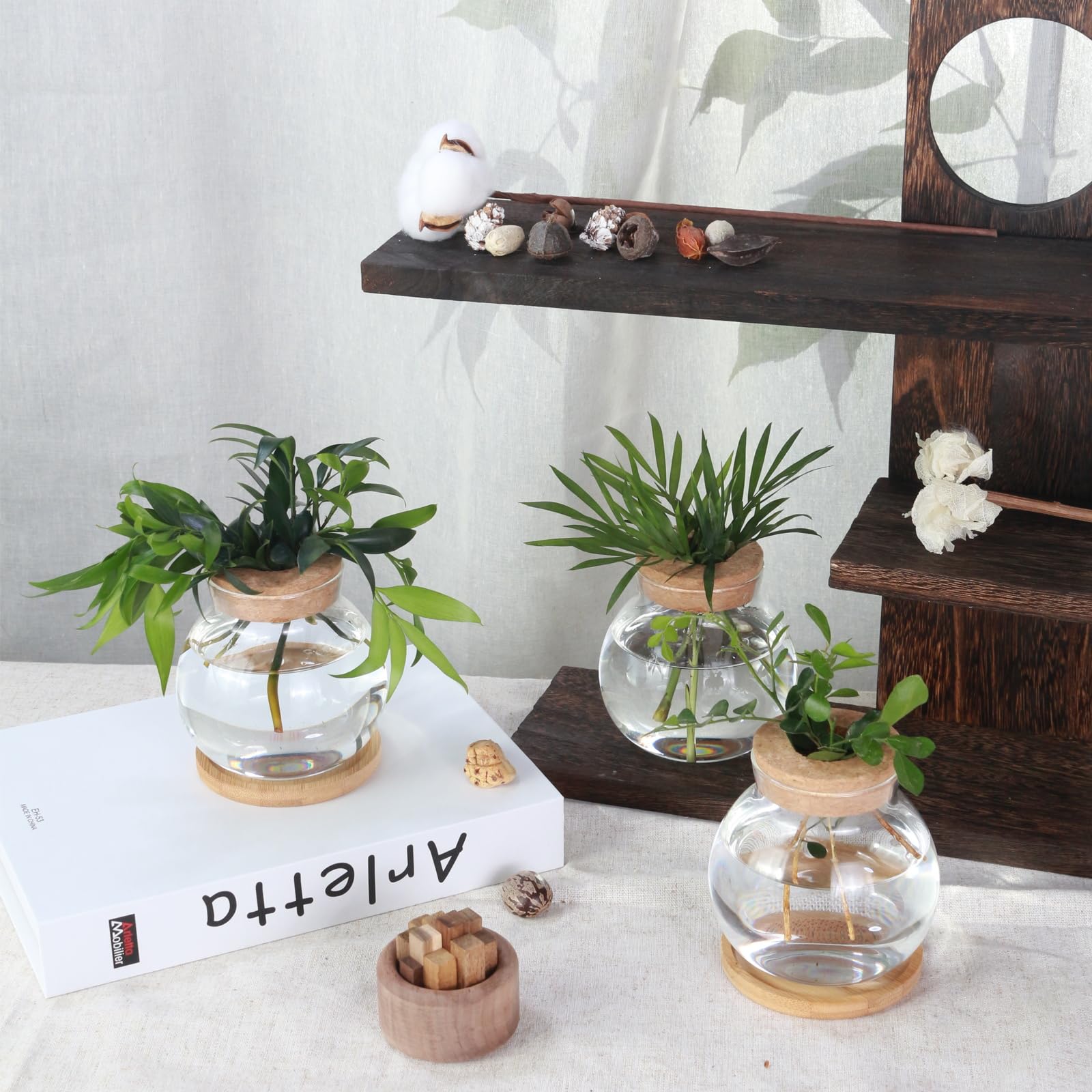 THYGIFTREE Estación De Propagación De Plantas – Jarrón De Vidrio Con Soporte Acrílico Para Esquejes, Decoración Hidropónica Para Hogar Y Oficina (3 Tubos)