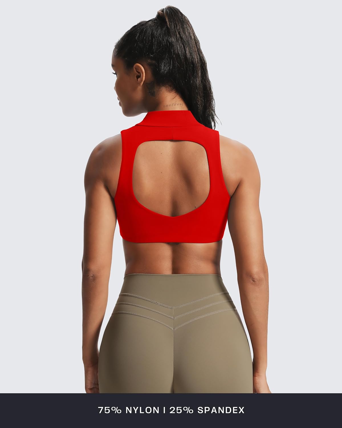 Aoxjox Women's Kim Cutout High Neck Tank Workout Sports Bras Fitness Training Gym Bra Yoga Crop