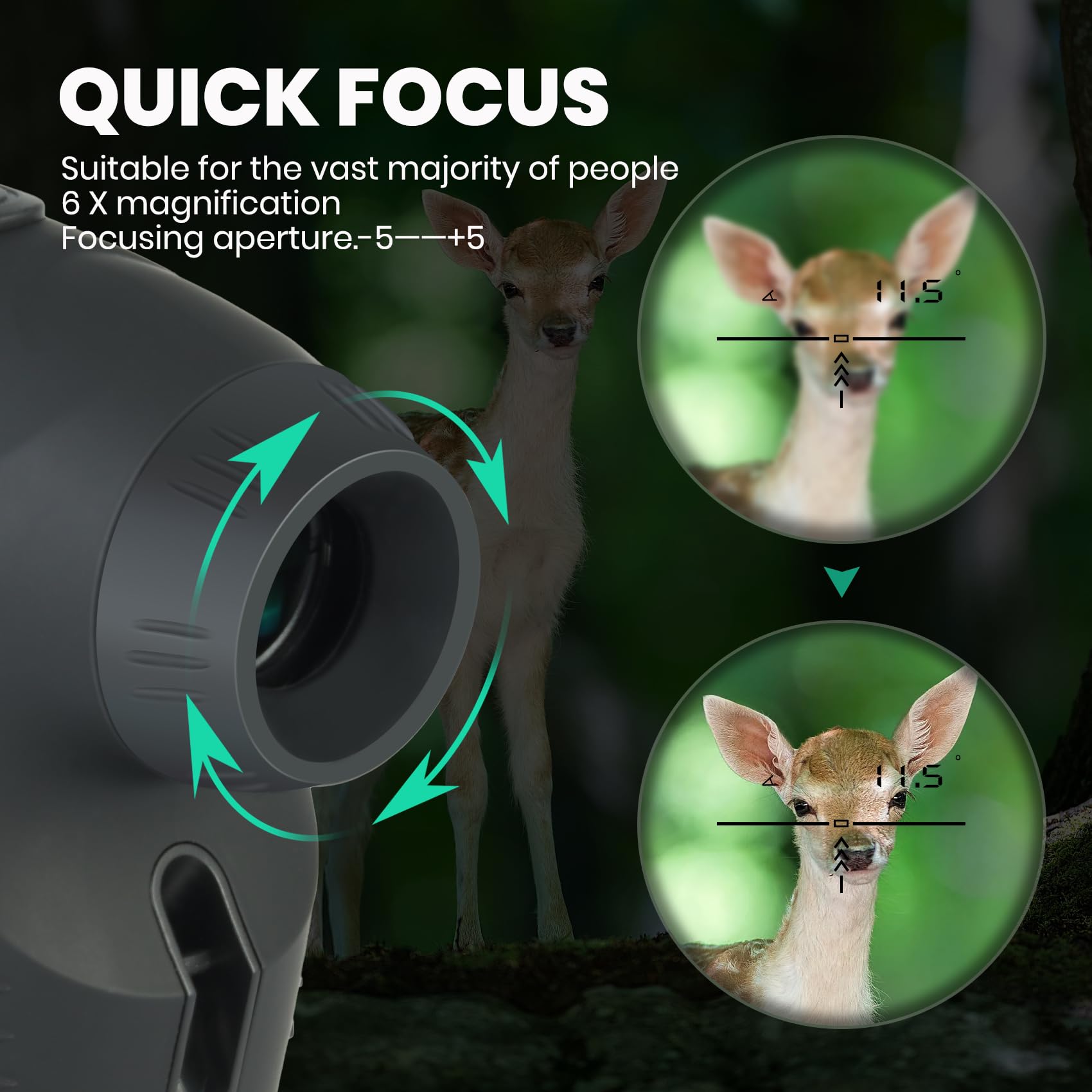 SINTIKI Télémètre laser de chasse, 1200 mètres avec vue ultra claire, grossissement 6x, balayage rapide et précis : distance, angle, vitesse, brouillard, balayage multifonction élevé
