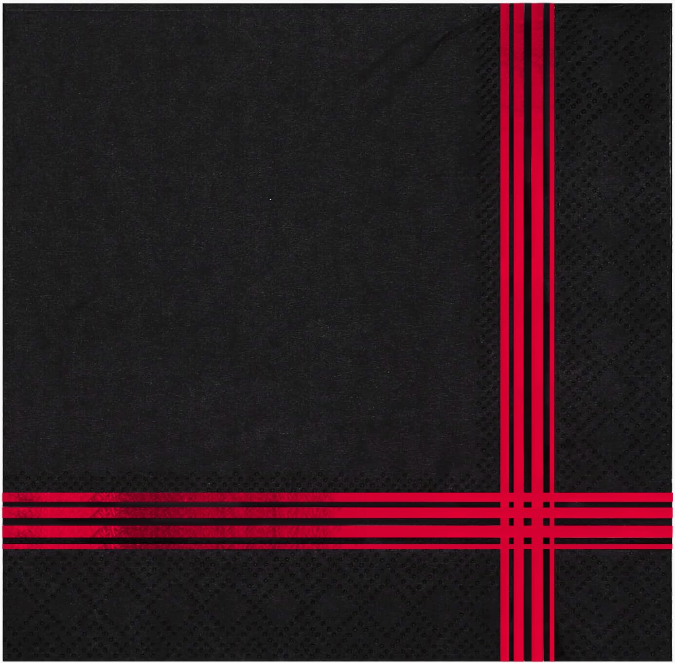 Gexolenu 100 servilletas negras y rojas de 3 capas para cóctel de 5 pulgadas, servilletas desechables de bar, servilletas de papel de fiesta, postre de papel para boda, baby shower, cumpleaños