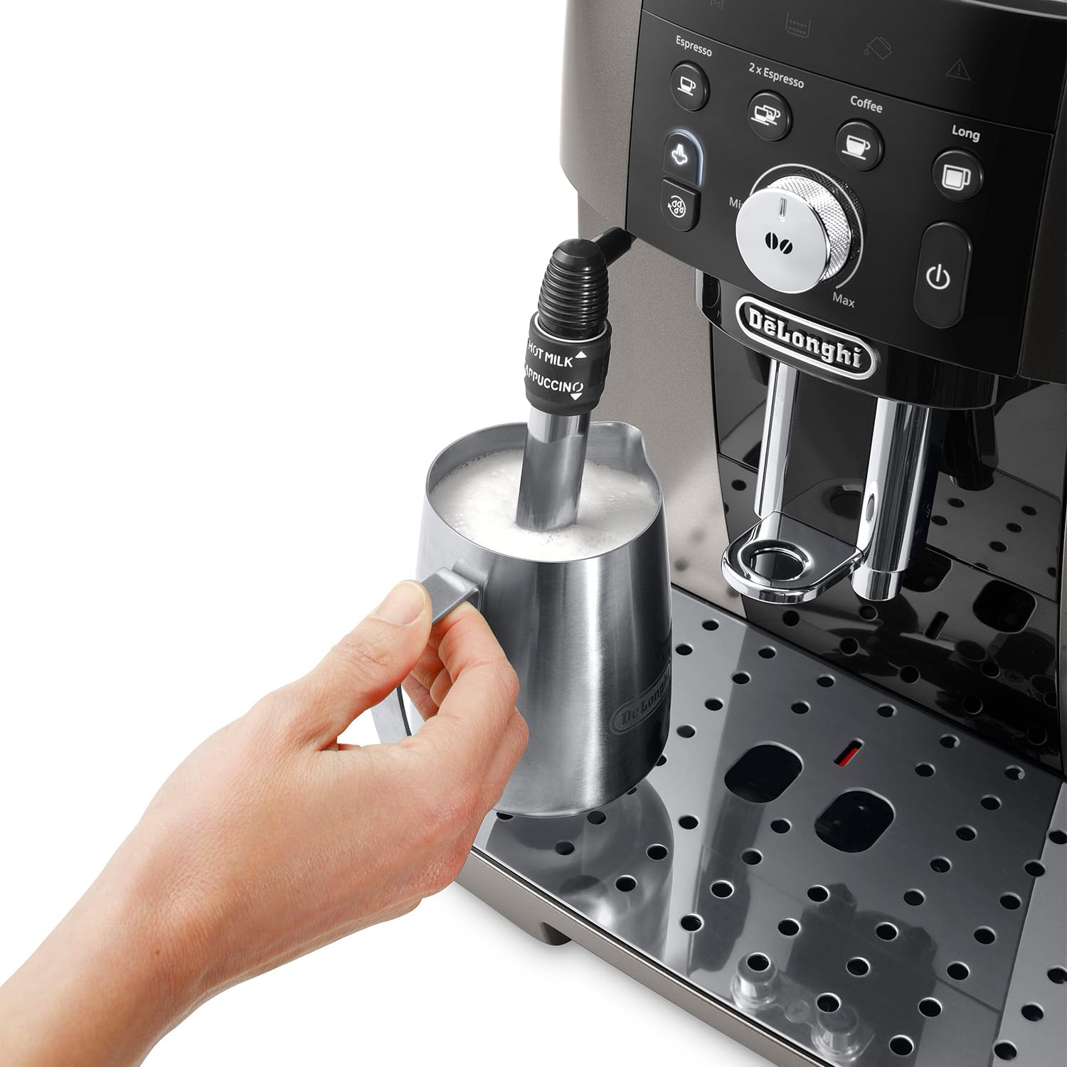 De'Longhi Magnifica S Smart ECAM250.​33.​TB, automatyczny ekspres do kawy z wbudowanym młynkiem do kawy, ręczny system montażu mleka do cappuccino, 4 przepisy One Touch, tytanowy i czarny