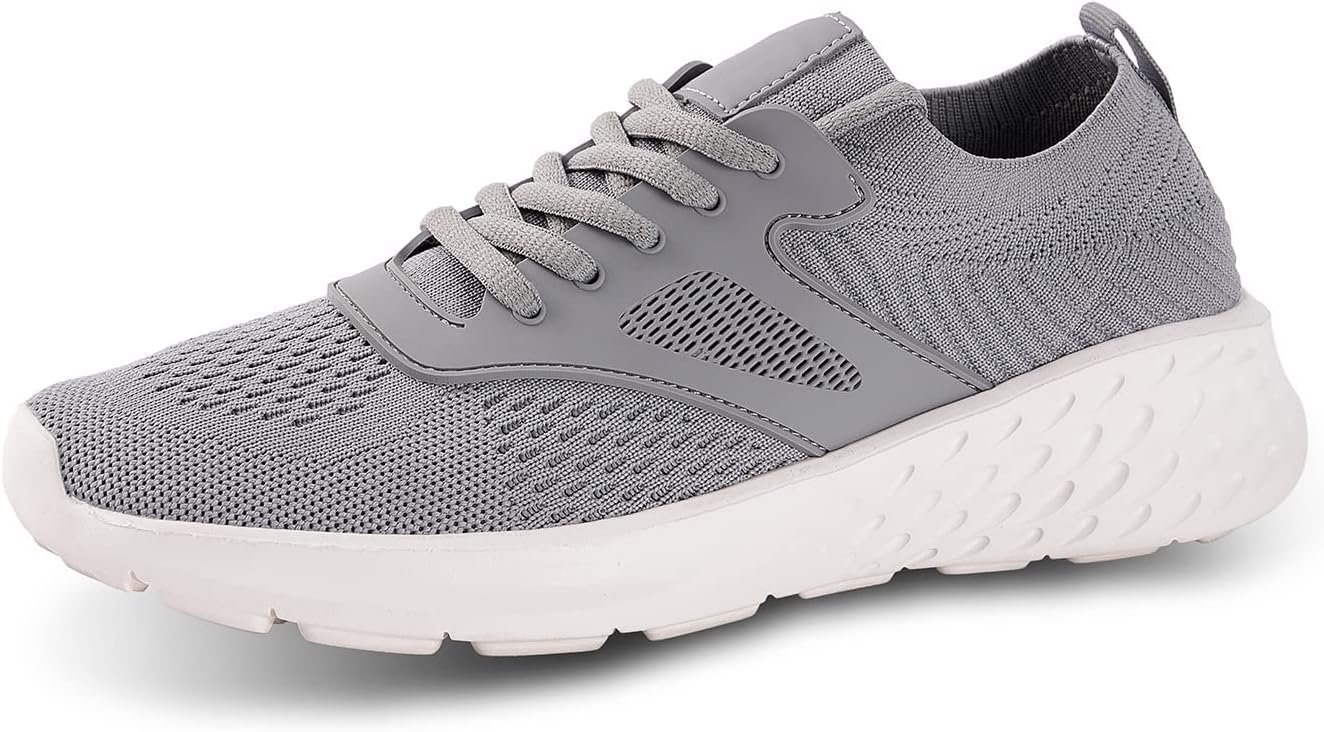 BELOS Women's Breathable Walking Tennis Shoes Lightweight Slip On Casual Sneakers for Gym Travel Work 6 Grey