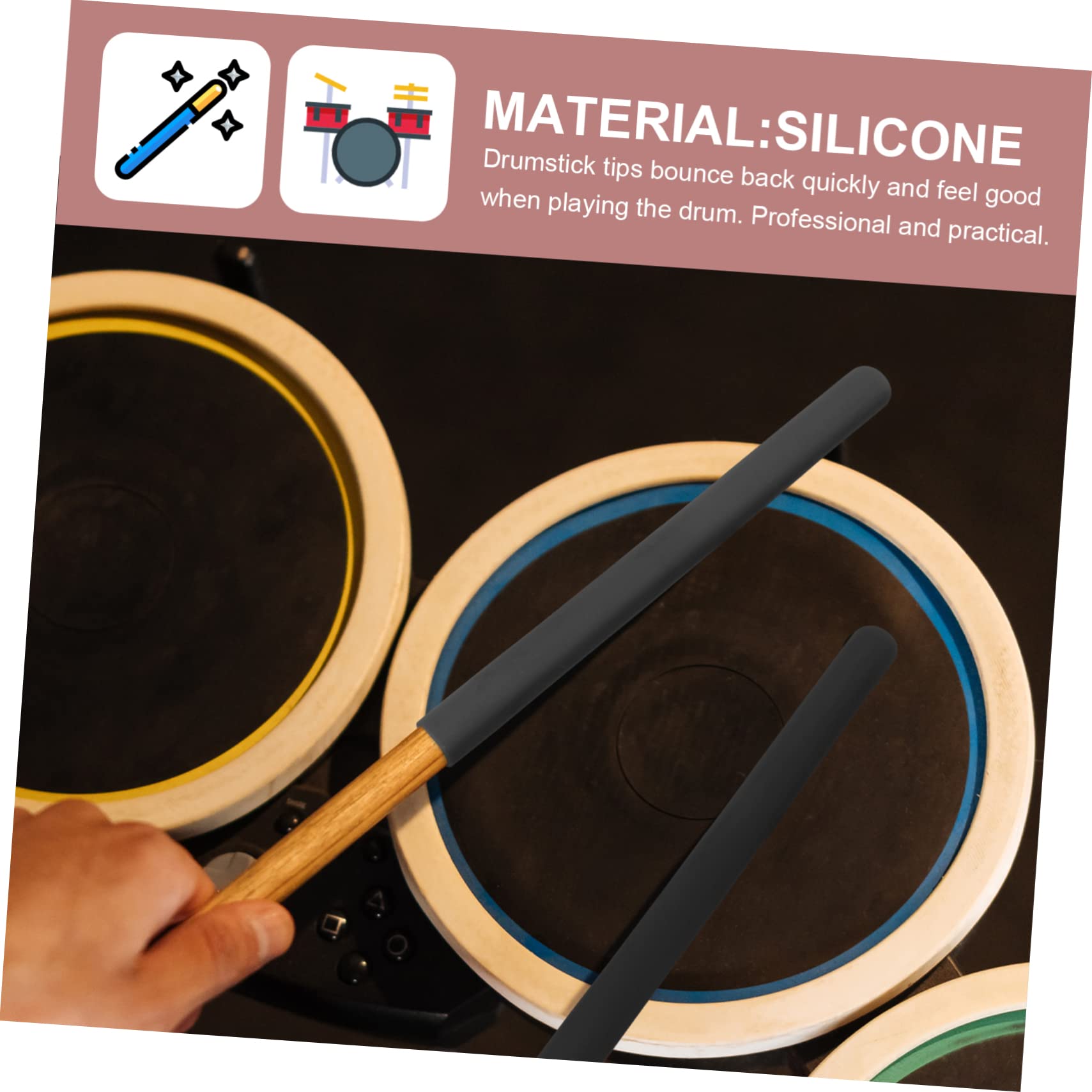 ERINGOGO 2Pcs Drumstick Caps Mute Damper for Quiet Practice Durable Drumstick Covers for Instruments for Drumming Enthusiasts and Students