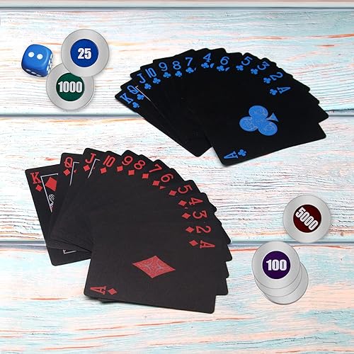 Miniatura 7 de 2 barajas de cartas de plástico resistentes al agua, color negro, de alta calidad, para jugar póquer profesional, baraja de cartas de lujo para