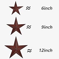 Vista 2 de JoyEvy 6" 9" 12"（3pieces Red Black Barn Star Texas Stars Art-Metal Stars for Outside Rustic Vintage Western Wall Decor Country Home Farmhouse Wall