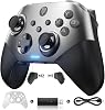 EasySMX X 10 PC Controller - Enhanced Wireless Bluetooth Controller with Interchangeable FaceplateHole Effect JoystickHole Trigger, Black for PCSwitchSteamAndroid TVAndroid MobileiPhoneiPad