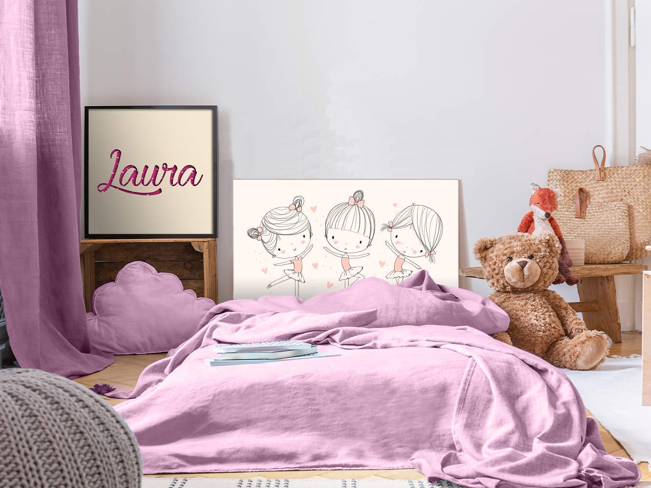 Cabecero Cama PVC Infantil Bailarina 100x60cm | Disponible en Varias Medidas | Cabecero Ligero, Elegante, Resistente y Económico