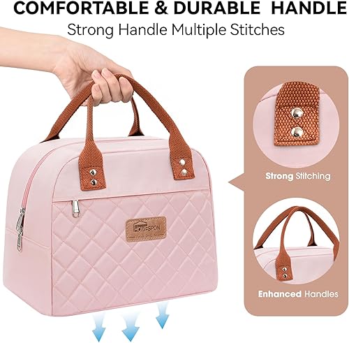 Miniatura 3 de HOMESPON Insulated Lunch Bag for Women Men Adults Lunch Tote with Front Pocket Lunch Box Container Cooler Bag for Work Picnic (Pink)