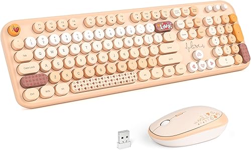 Miniatura 17 de MOFII Combo de teclado inalámbrico y mouse silencioso, delgado y compacto USB de 2.4 G, tamaño completo, lindo teclado de 110 teclas para PC, azul