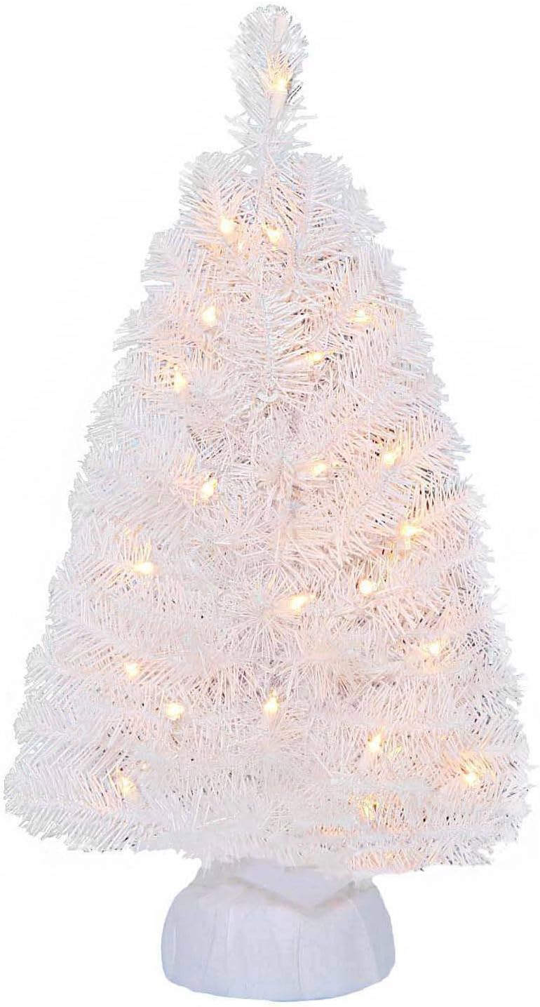 Eclectic Blackbird Small Artificial Christmas Tree Pre-lit - 24 inch Snowy White Christmas Tree Pre-lit Battery Operated Lights (1)
