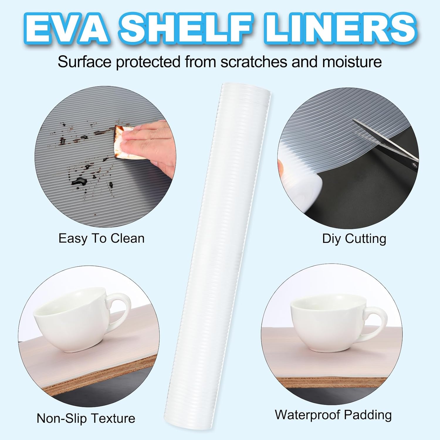 PATIKIL 18Inch x 10Ft Shelf Liner, Non-Adhesive Cabinet Liners EVA Refrigerator Drawer Mats Washable Oil-Proof with Bubble Texture for Kitchen Cupboard Cabinets Shelves, Apricot