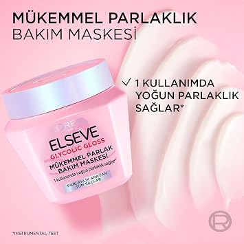 L'Oréal Paris Elseve Glycolic Gloss Mükemmel Parlaklık Veren Saç Bakım Maskesi 300ml