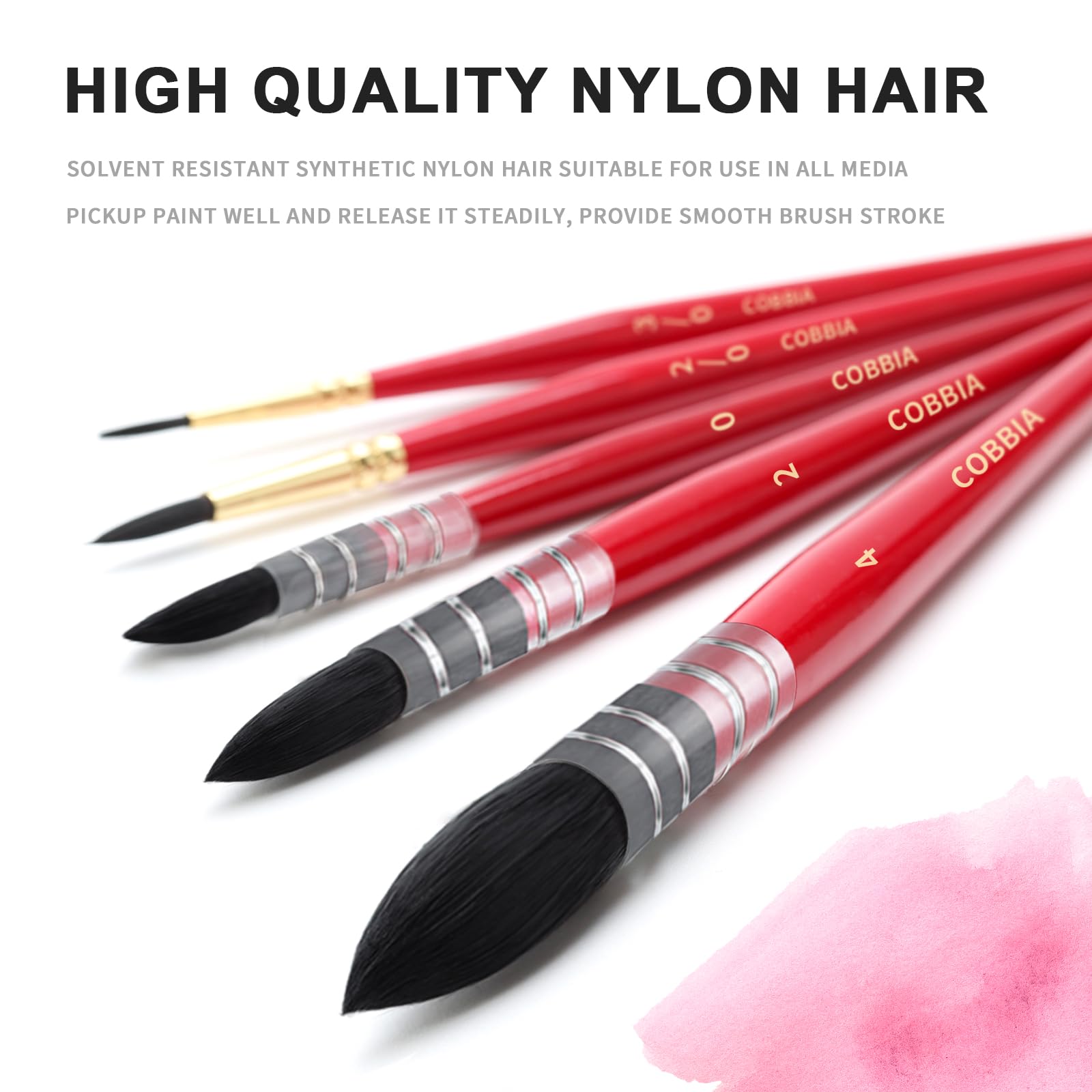 Watercolor Brush Set - 5 Synthetic Squirrel Brushes -2