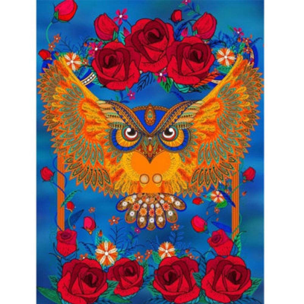 Broderie diamant 5D hibou mosaïque carrée toile tendue sans plis 40x50