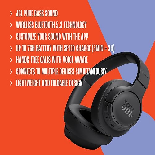 Miniatura 7 de JBL Tune 720BT - Wireless Over-Ear Headphones with JBL Pure Bass Sound, Bluetooth 5.3, Up to 76H Battery Life and Speed Charge, Lightweight,