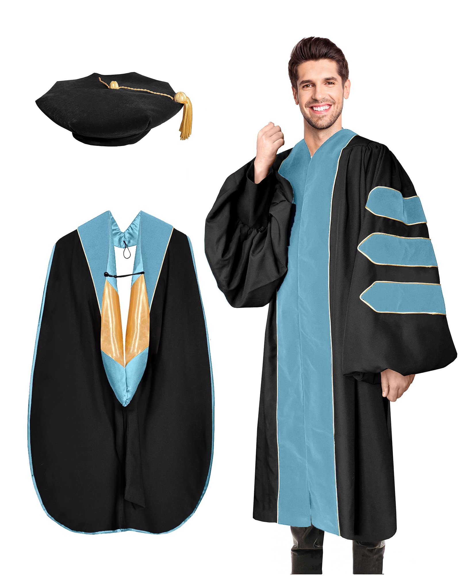 Snapklik.com : YIIOSS Unisex Deluxe Doctoral Graduation Gown