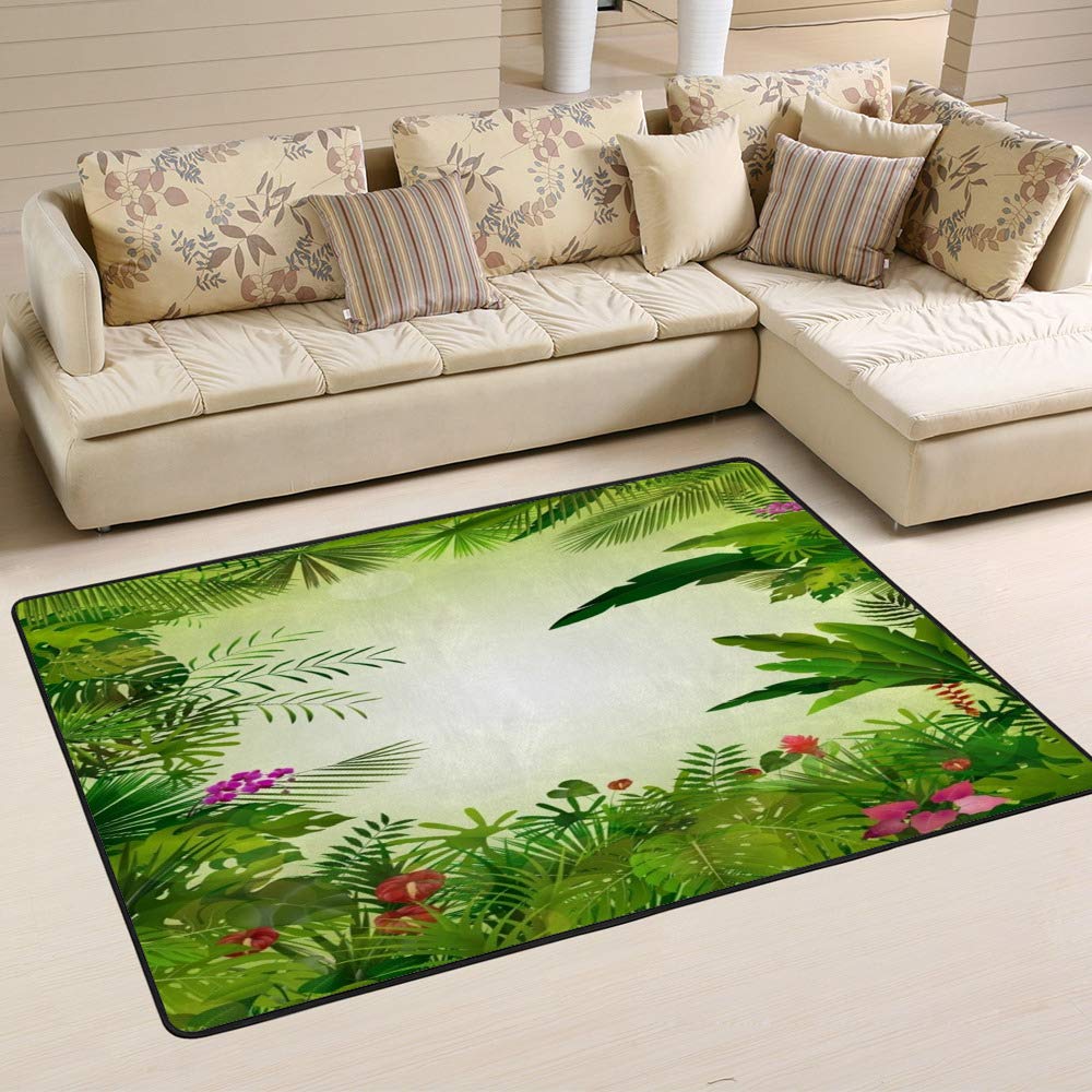Tapis en polaire anti-boulochage haut de gamme au motif floral