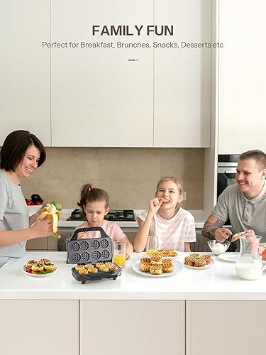 Miniatura 7 de Reemix - Máquina para hacer gofres pequeños de 8 x 1.8 pulgadas, plancha antiadherente con calentamiento rápido, simple y fácil para el hogar y